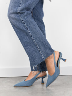 נעלי עקב לנשים בצבע ג'ינס כחול